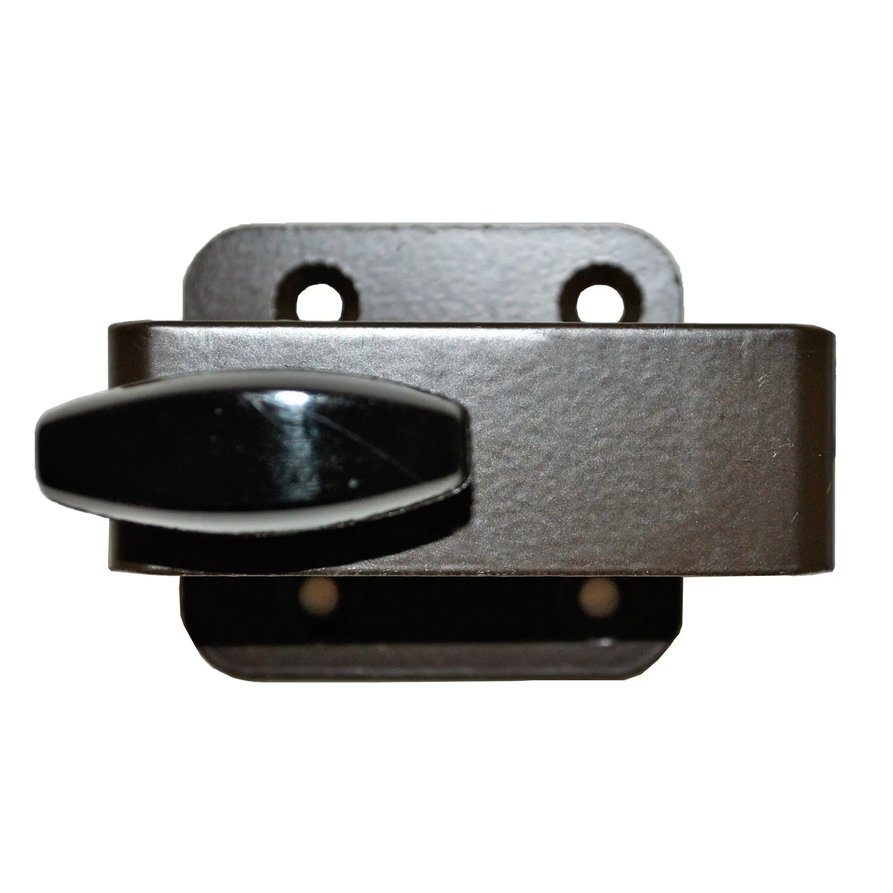 Braune Klemmvorrichtung für HTA 116 mit rechteckiger Metallhalterung, zwei Befestigungsbohrungen und schwarzem Klemmelement