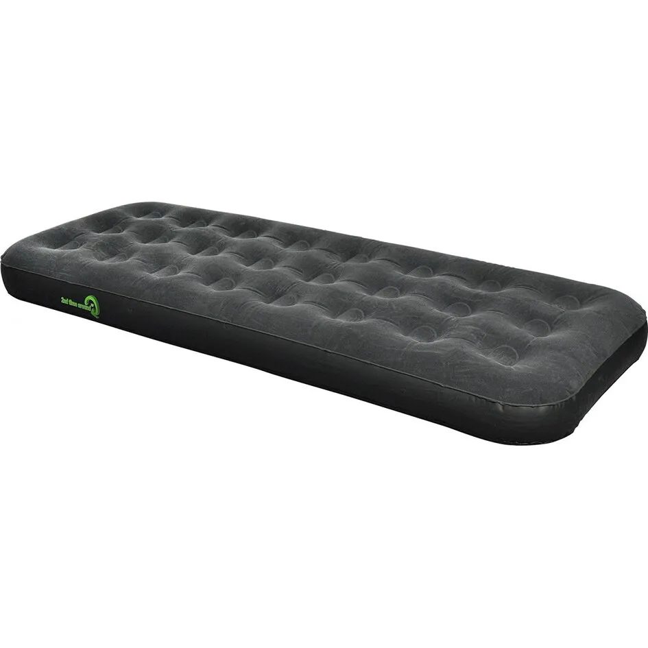 Schwarzes Velours-Luftbett mit abgerundeten Ecken, länglicher Form und wellenförmiger, strukturierter Liegefläche, 73 cm breit