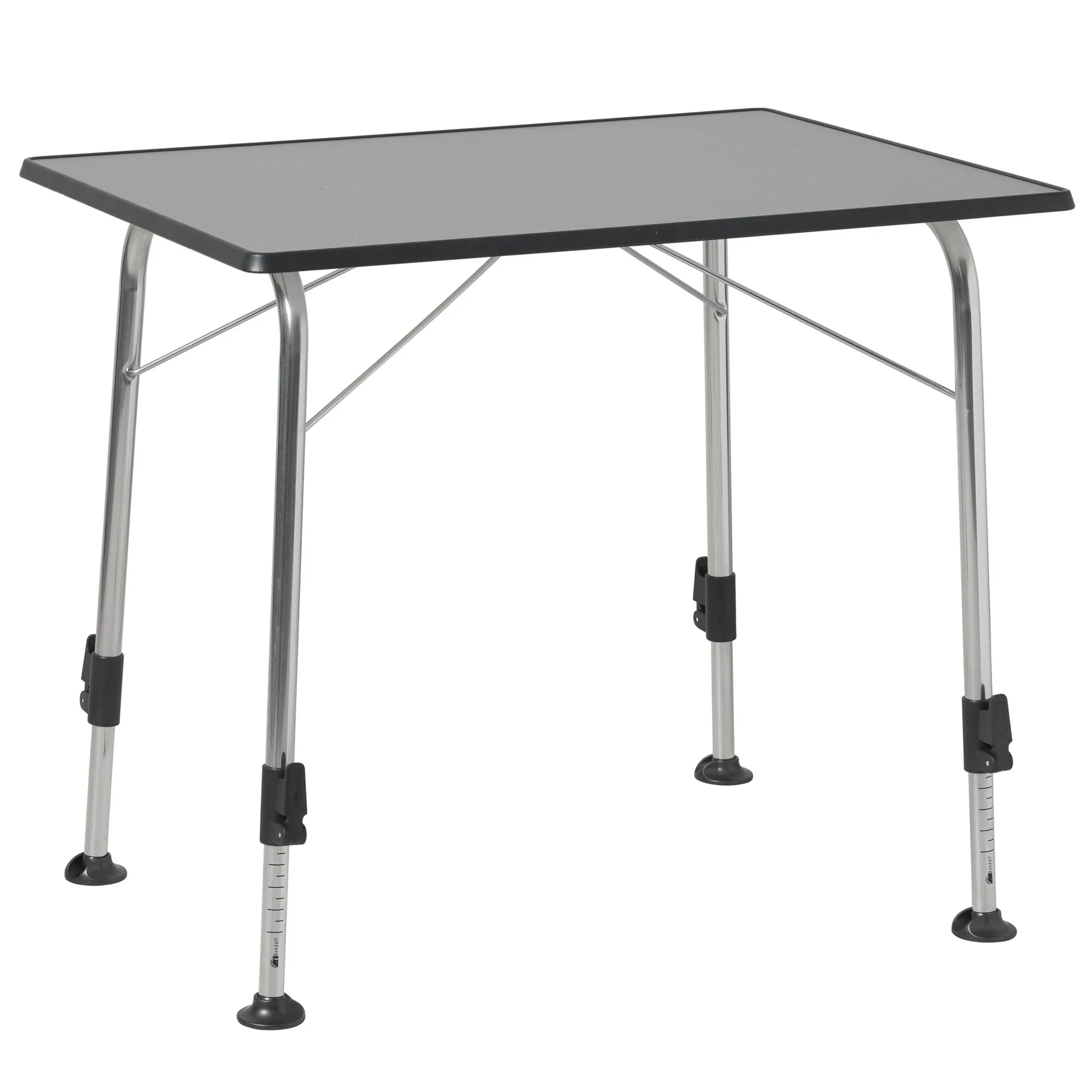 Campingtisch Stabilic 1 Luxe in Anthrazit mit rechteckiger Tischplatte, vier höhenverstellbaren Aluminiumbeinen und Querstreben