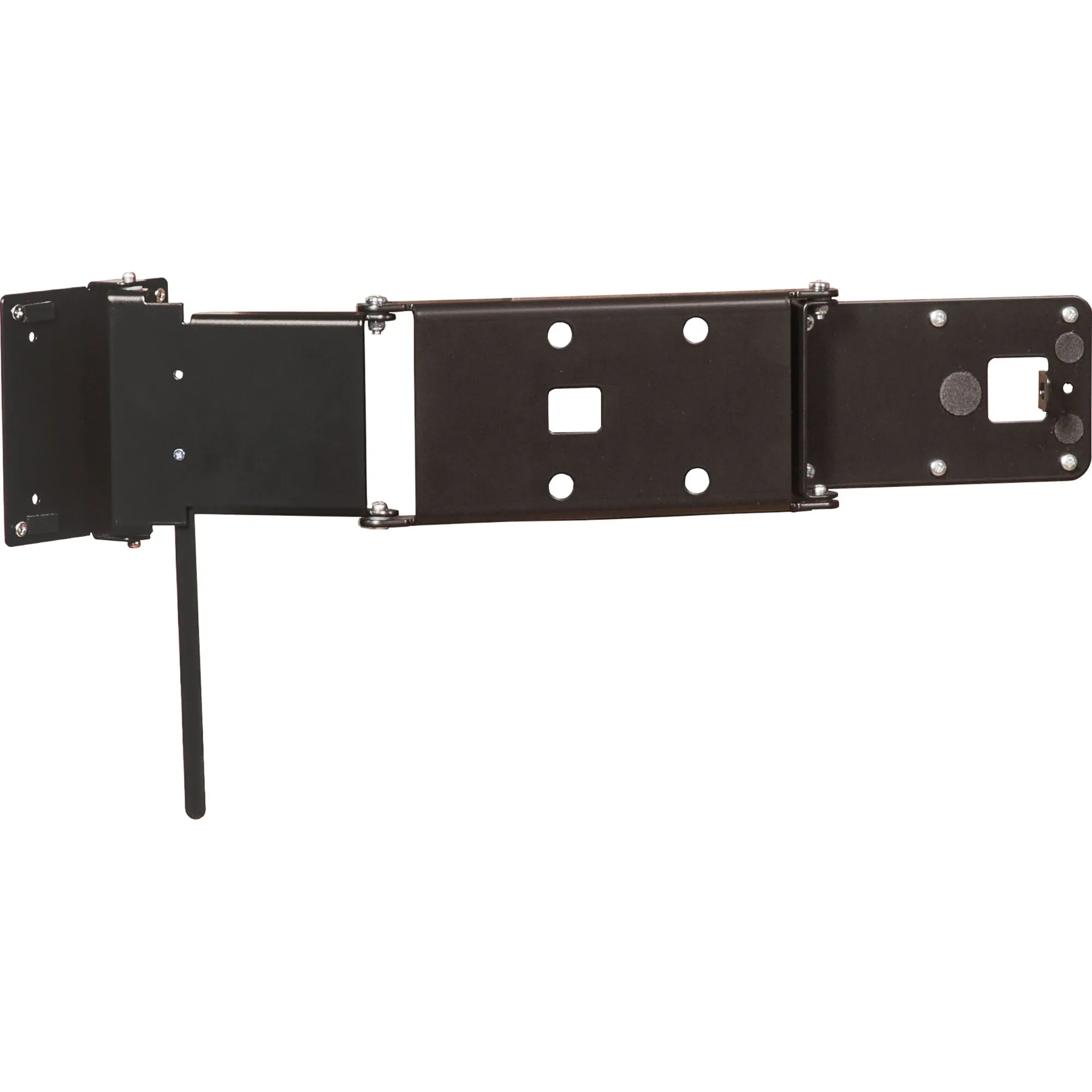 Schwarzer, ausziehbarer Wandhalter Flex CFW301S aus Metall mit Gelenken, Montageplatten und vertikalem Sicherungsbügel