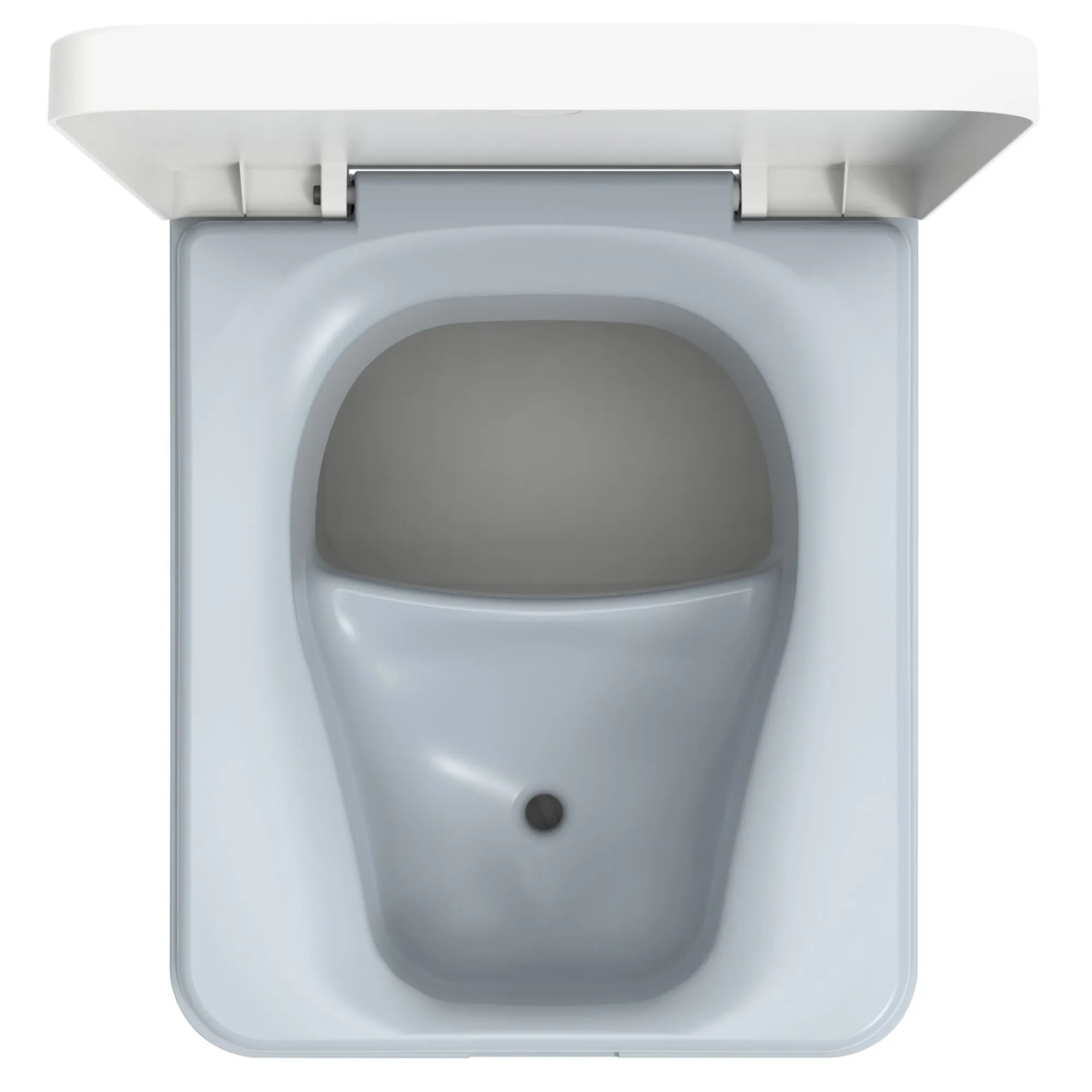 Trenntoilette Trelino Evo in Weiß, L, mit geöffnetem Deckel und sichtbarer Trennvorrichtung in der Innenansicht