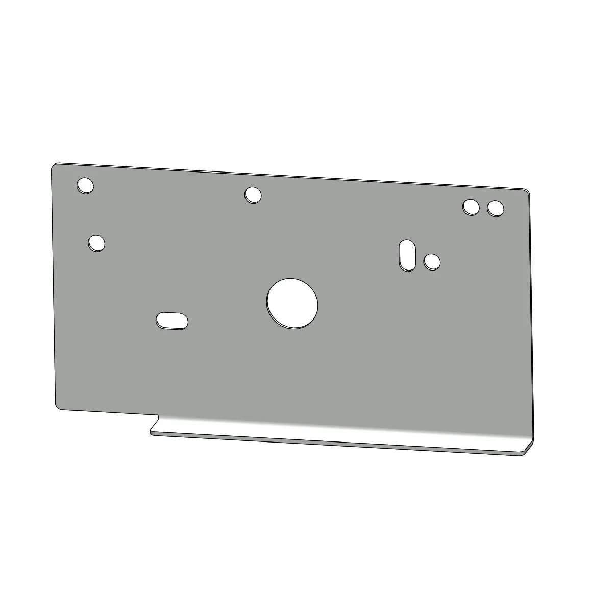 Graue Metall-Adapterplatte des BPW Vario III CMC Flexi Chassis mit mehreren runden und länglichen Befestigungsöffnungen