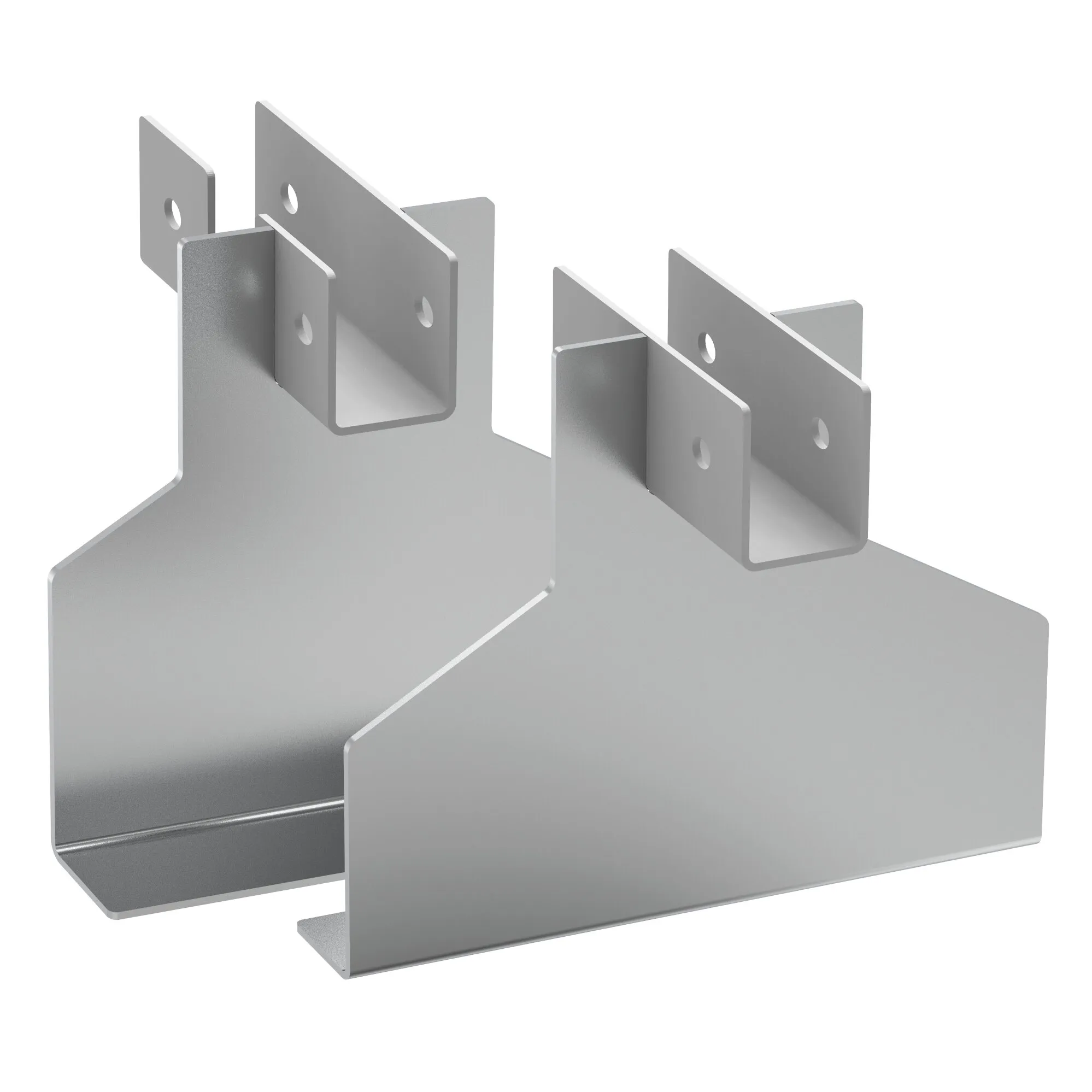 Adaptersatz Eriba Touring aus zwei silbernen Metallhalterungen mit U-förmigen Aufnahmen und mehreren Befestigungsbohrungen