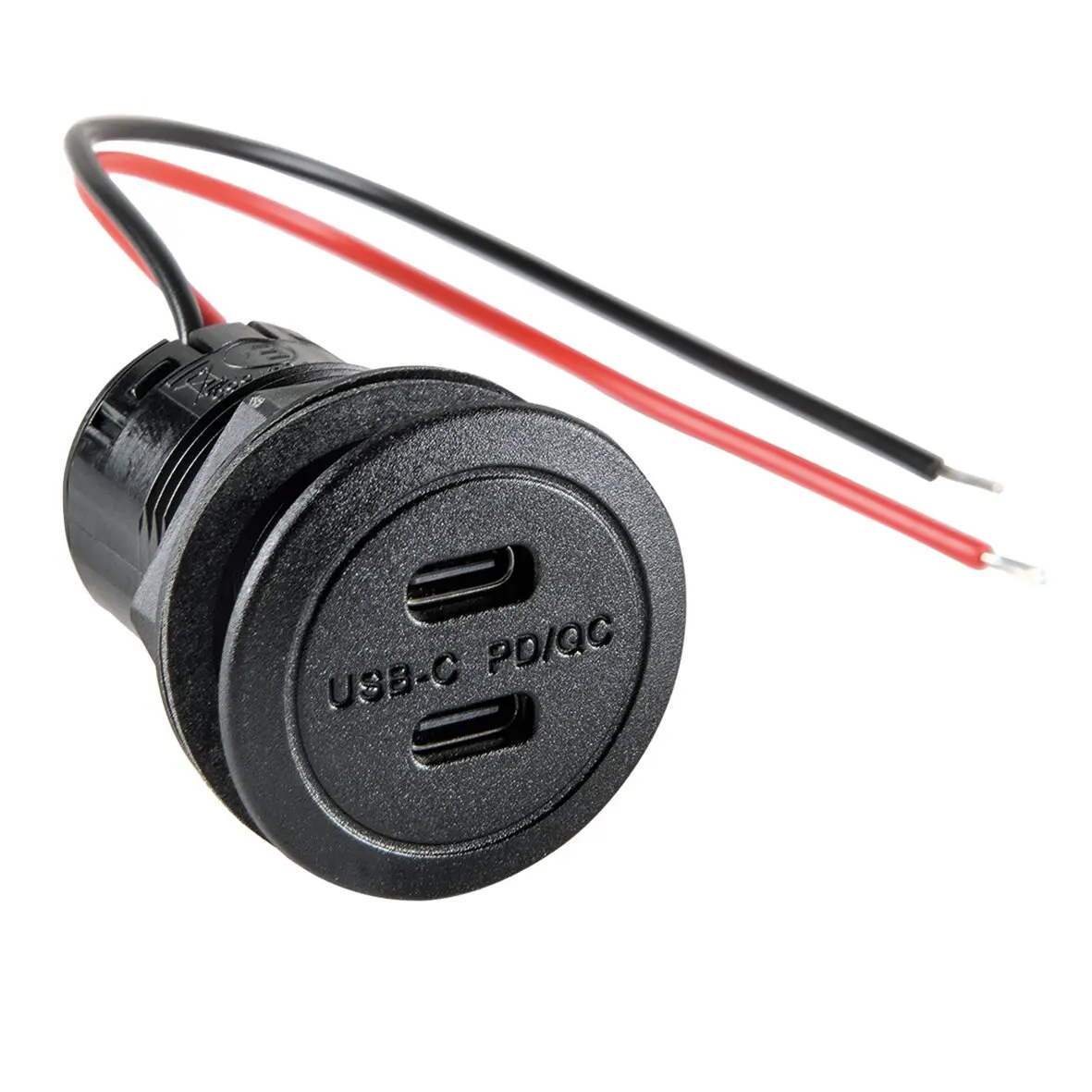 Einbausteckdose USB-C 12 – 24 V DC mit integriertem Spannungswandler, 2 USB-C