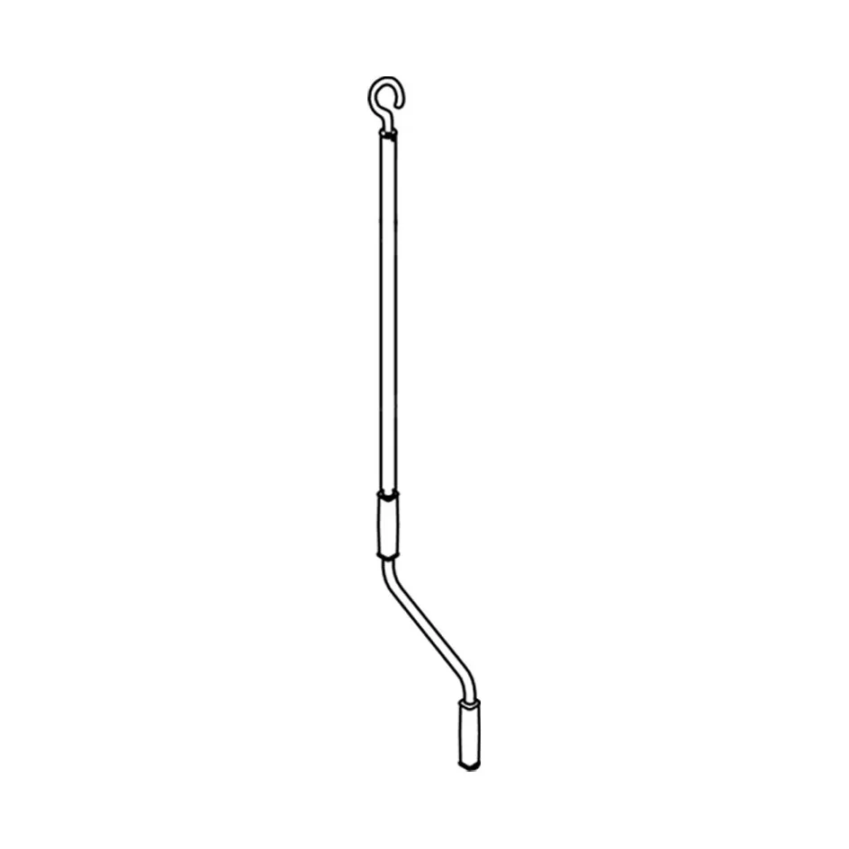 Kurbel Thule Lift aus Metall mit langem geradem Schaft, gebogenem Handgriff und Haken am oberen Ende