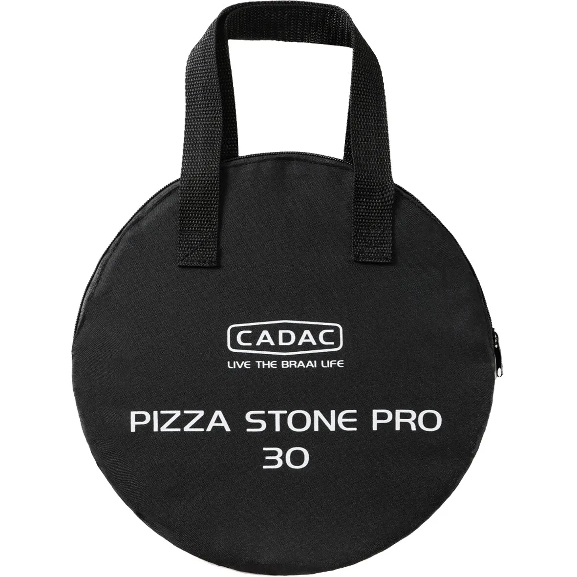 Schwarze runde Transporttasche für den CADAC Pizza Stone Pro 30 mit zwei Tragegriffen und Reißverschluss