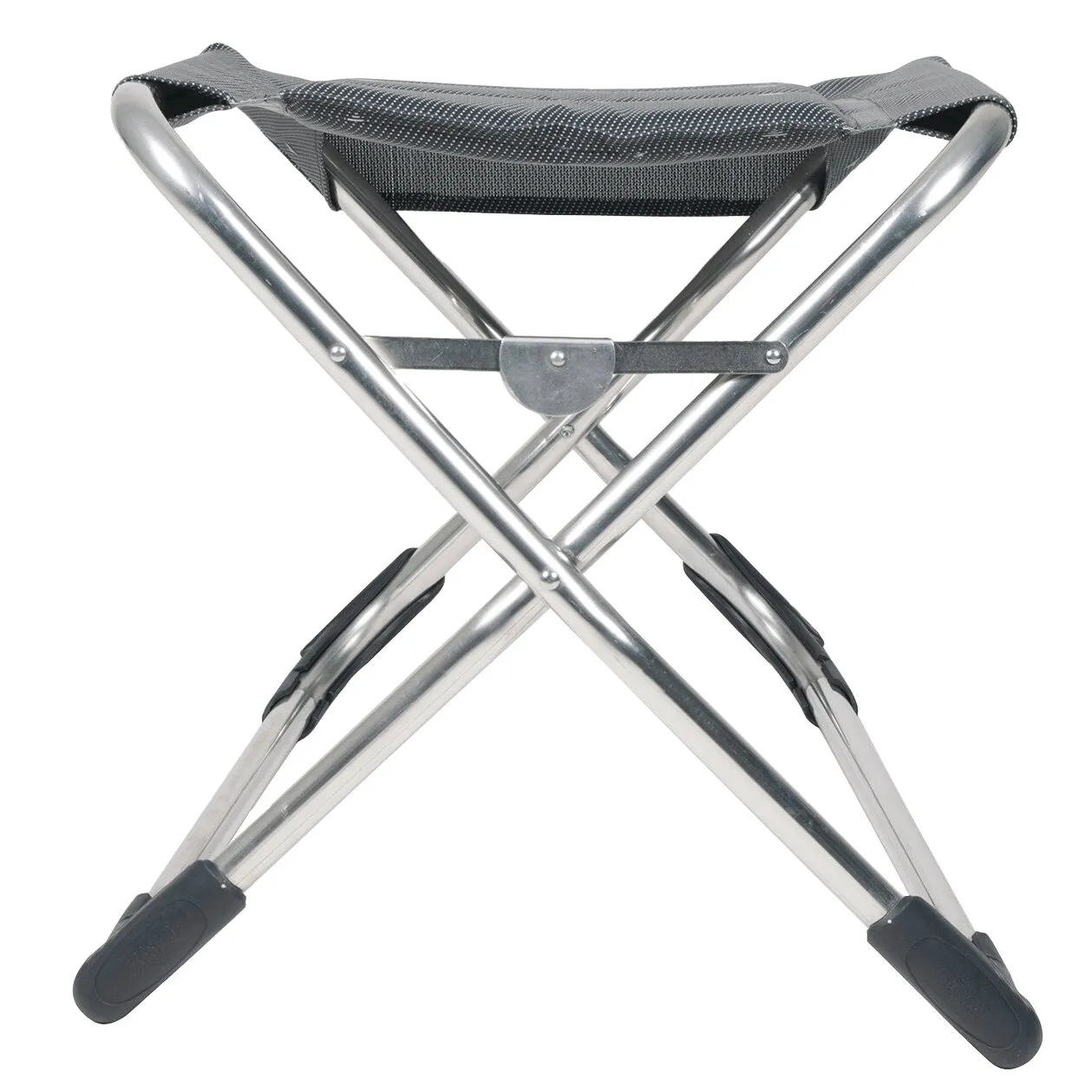 Fußauflage AL/231 Deluxe mit schwarzer Stoffauflage, klappbarem Aluminiumgestell und vier schwarzen Standfüßen