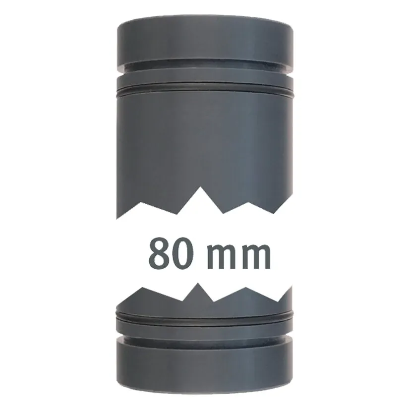 Graues Rohrstecksystem LILIE GrauGELB® mit getrennten Steckverbindungen und sichtbarer Maßangabe 80 mm