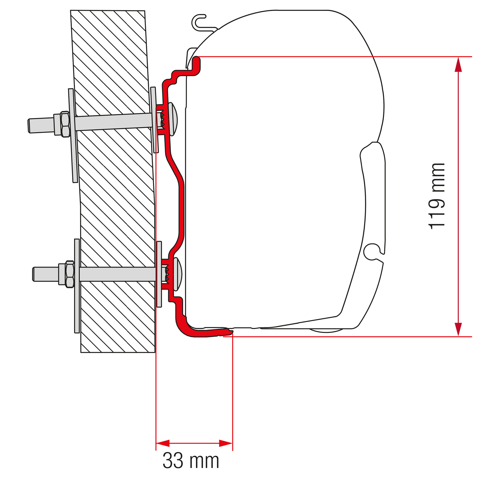 Markisenadapter Hymer ab 2016, 300 cm