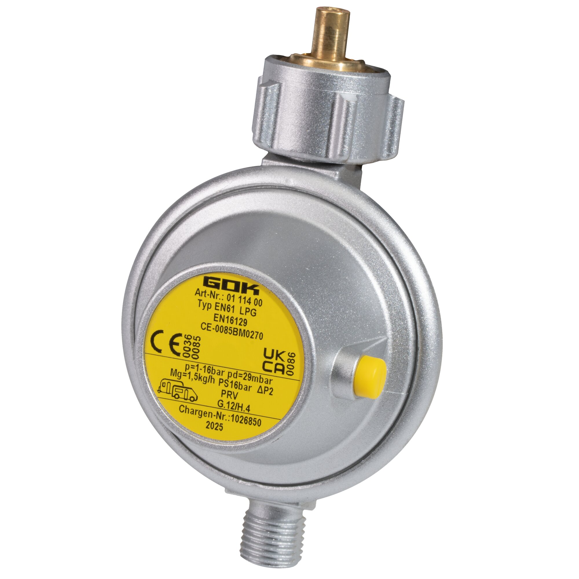 GOK Gasregler 1,5 kg/h KLF x G1/4LH-KN PRV SV