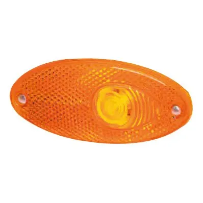 Orange ovale Seitenmarkierungsleuchte 9807 mit strukturierter Streuscheibe, zentralem gelbem Lichtbereich und zwei Befestigungsöffnungen