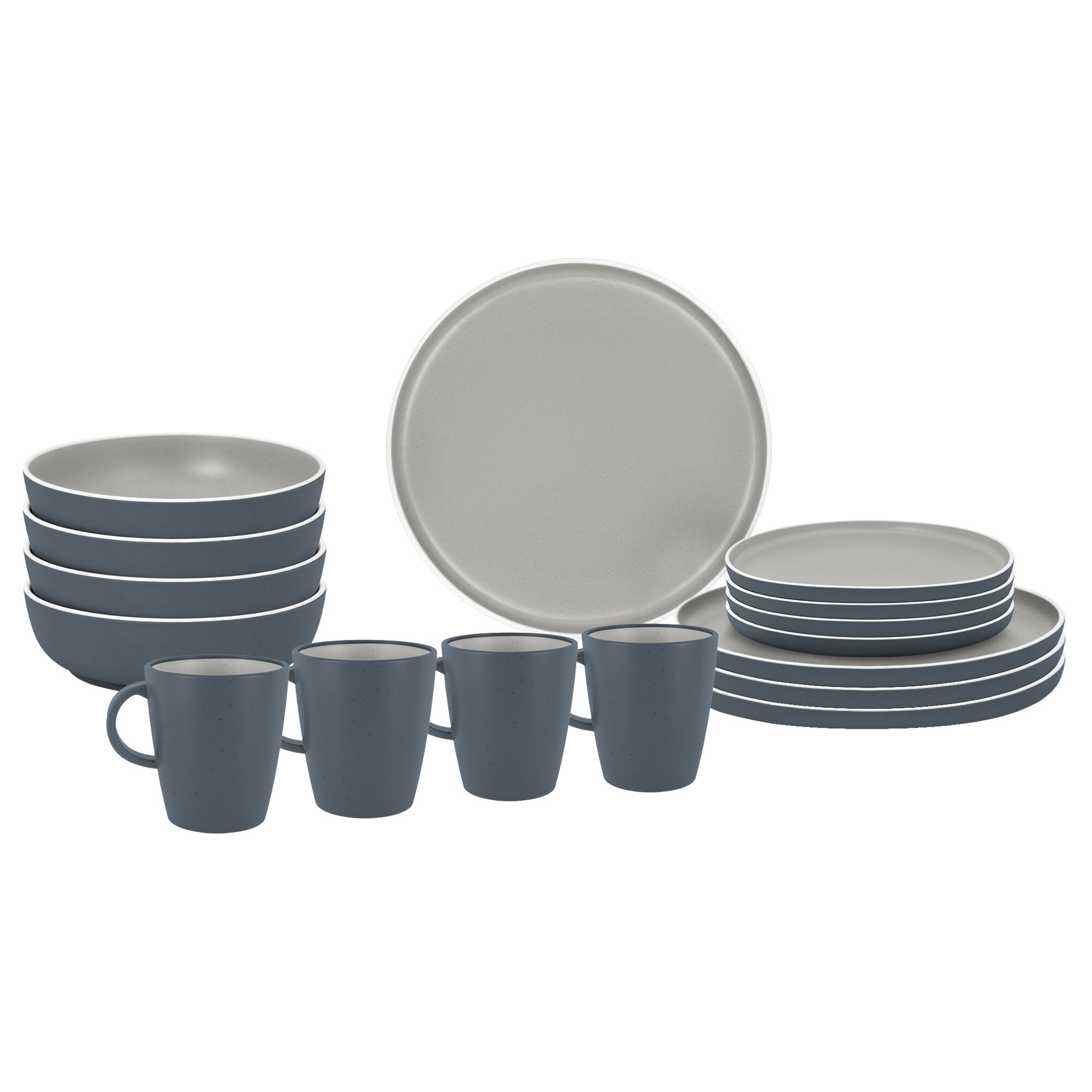 Brunner Geschirrset Lunchbox Trilogy Grey, 16-teilig