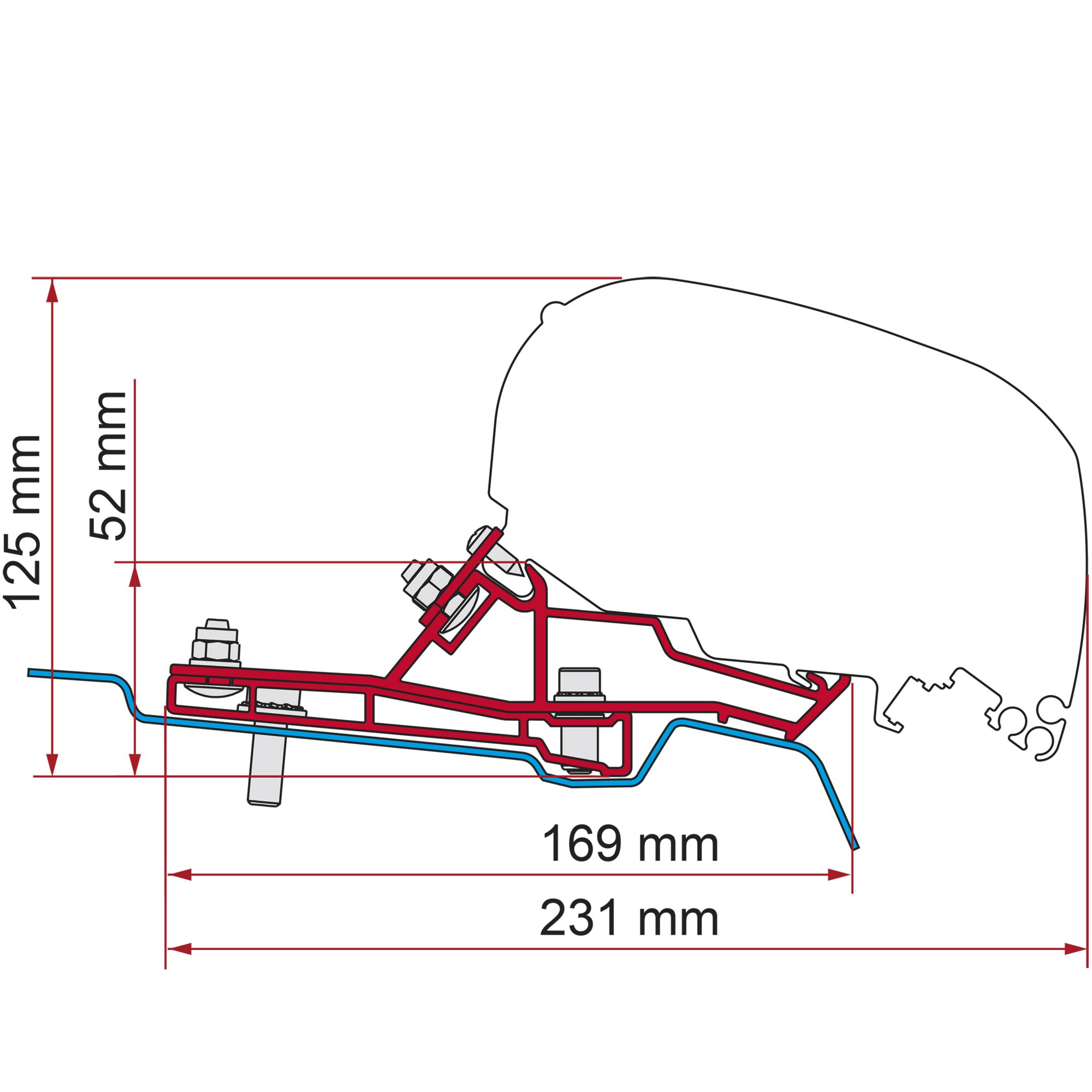 Fiamma Markisenadapter Ford Transit Van L3 für F80s, 1 x 340 cm