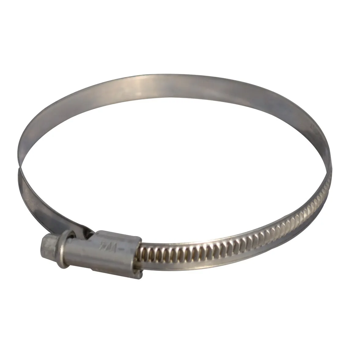 Metallische Schlauchschelle mit Schneckengewinde, ringförmig dargestellt, Spannbereich 70–90 mm
