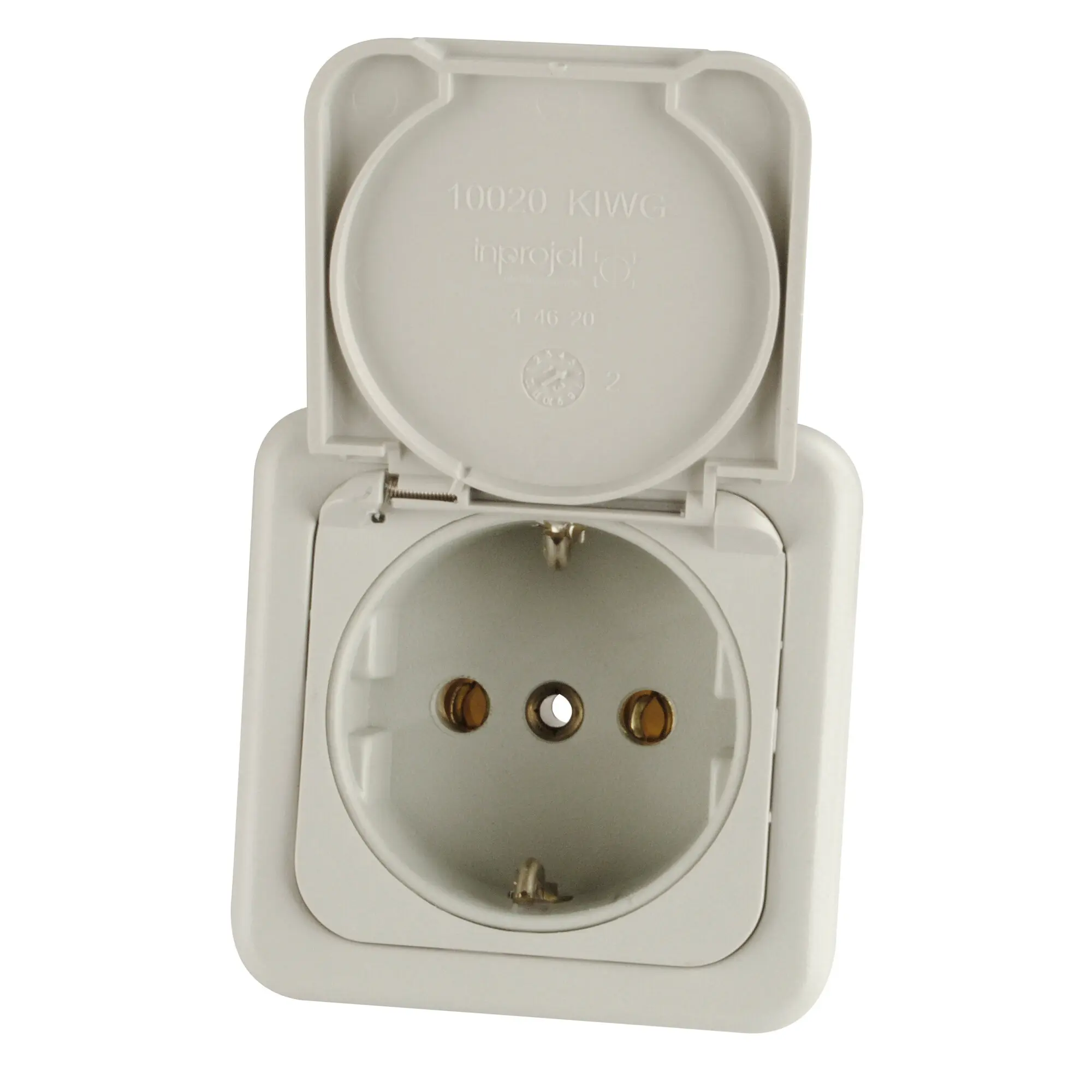 Schuko mit Deckel, hellgrau