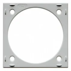 Weißer quadratischer Aufbau-Distanzring mit großer runder Öffnung und vier sichtbaren Befestigungsbohrungen