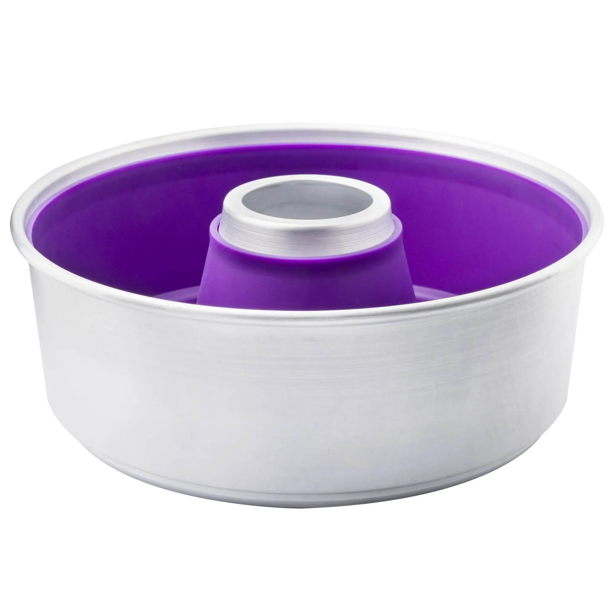 Violette Silikonform Maxi mit 3 Litern Fassungsvermögen und zentralem Metallring in runder Kranzform