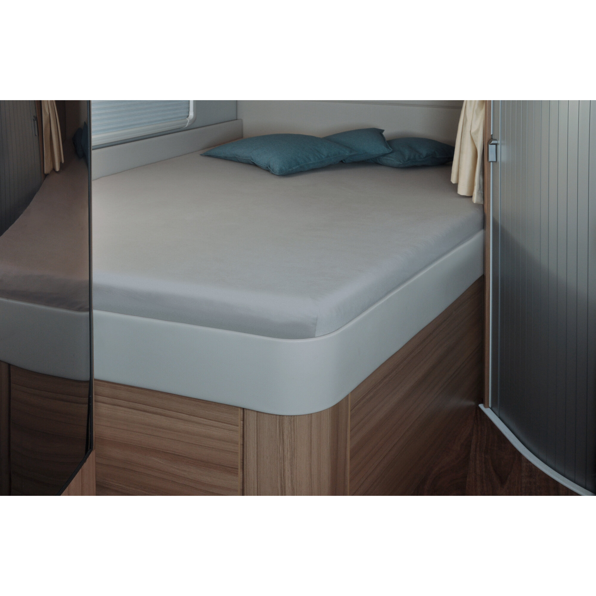 Fitted Sheet, 142 x 195 (158/ 42) cm for French Bed in the Motorhome, silver