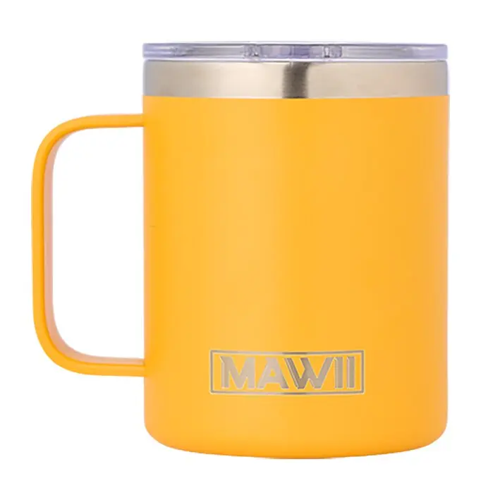 Edelstahl Becher mit Henkel, 350 ml, gelb