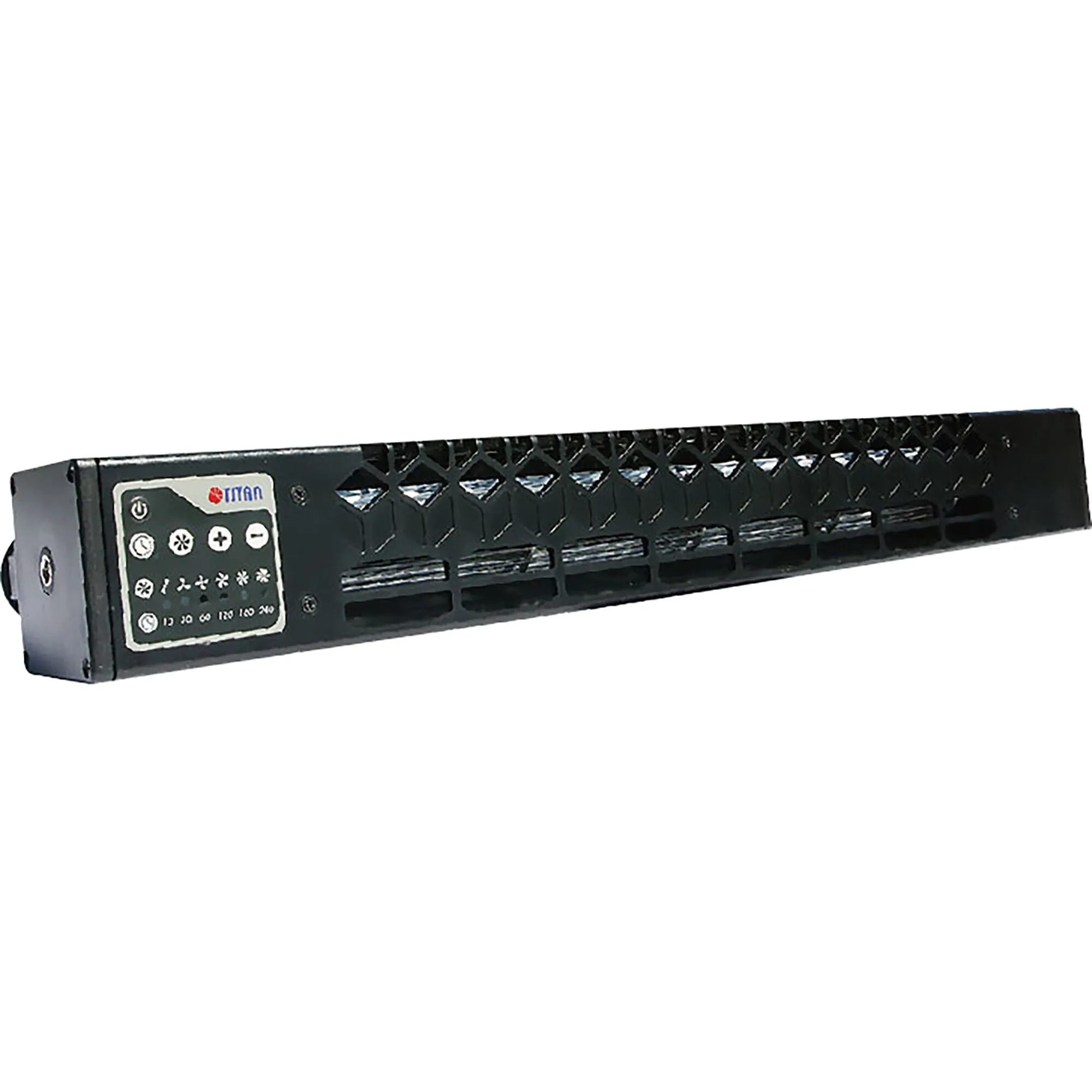 Schwarzes Universal-Lüfterset Titan TTC-SC60(B) in länglicher Bauform mit Frontgitter und Bedienfeld an der Seite