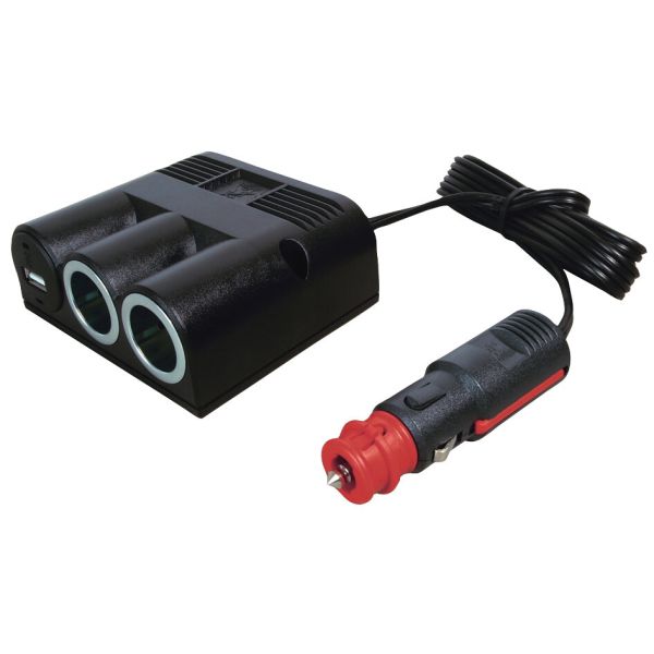 Pro Car triple socket with standard USB 1 x 3000 mA