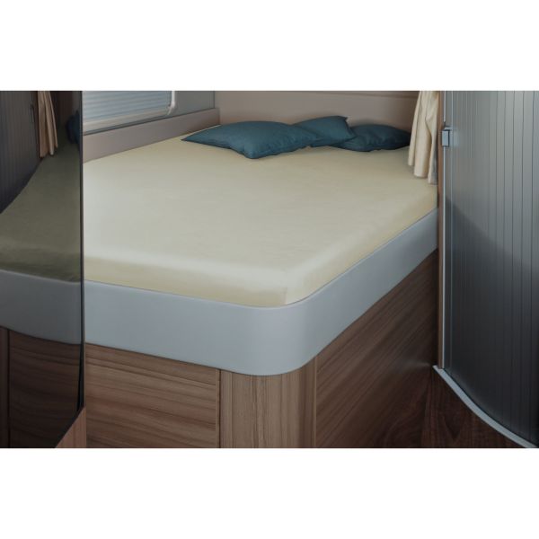 Fitted sheet 142 x 195 (158 / 42) cm for French bed in motorhome, sand