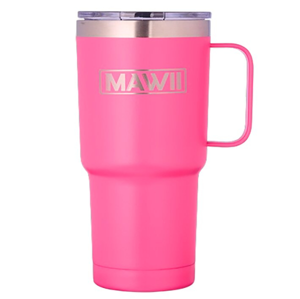 Edelstahl Becher mit Henkel, 600 ml, pink
