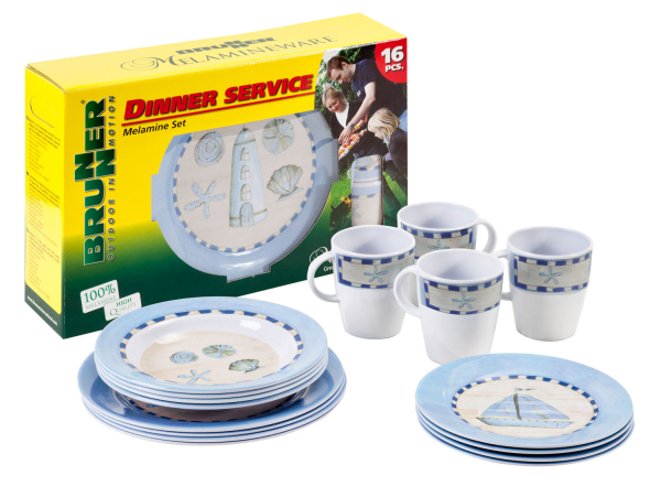 Eurotrail Ocean Melamine 16 Teilig Camping Geschirr