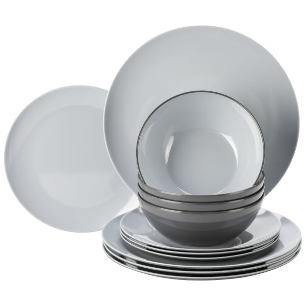 Gimex Vivid Line Geschirrset, 12-teilig, grau/anthrazit