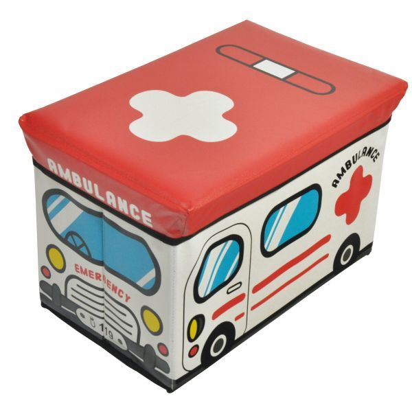 Storage box / upholstered stool, ambulance motif