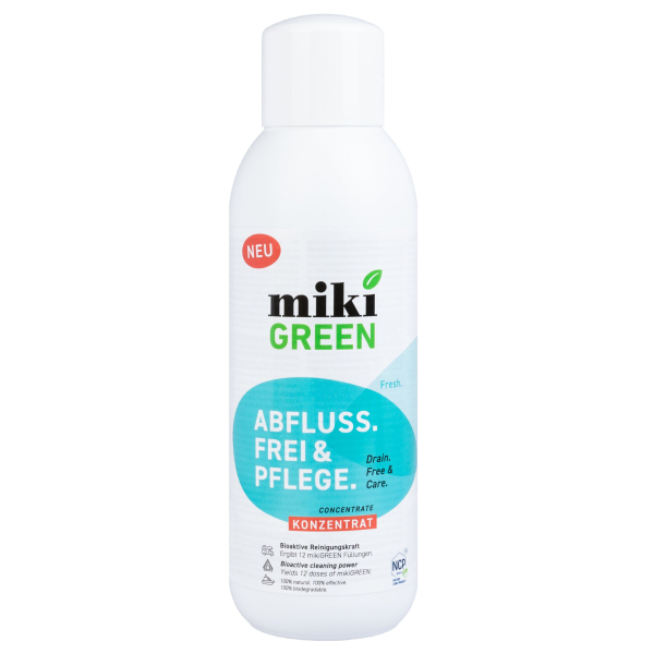 MikiGREEN Mikrobiologischer Reiniger Abfluss. Frei & Pflege.