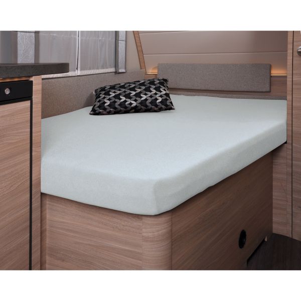 Molton-Stretch Schonbezug 142 x 195 (158 / 42) cm für französisches Bett im Reisemobil