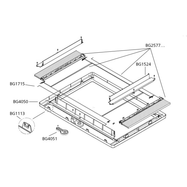 Dometic Heki 1 Glasrahmen komplett ohne Zwangsentlüftung mit Glas grau