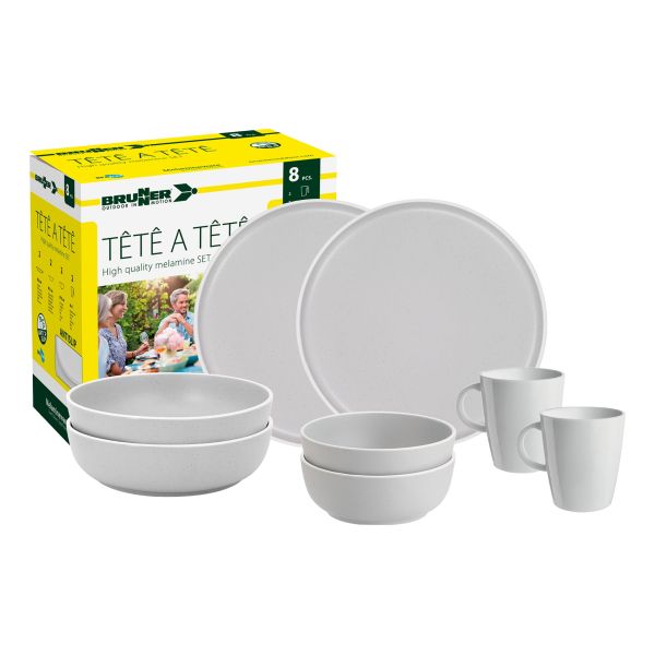 Brunner Geschirrset Tête-à-Tête Dolomit 8-tlg., weiß