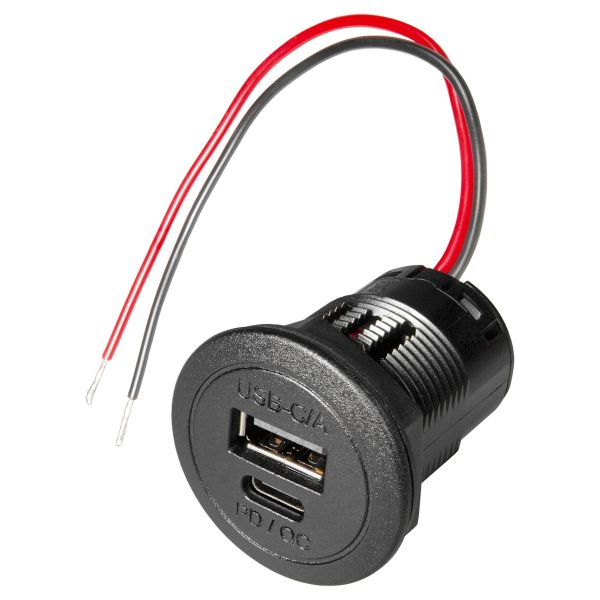 Pro Car PROCAR Einbau-Doppelsteckdose USB-C/USB-A