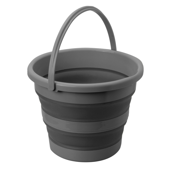 Faltbarer Eimer Drum, grau/schwarz, 10 Liter