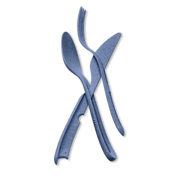 Organic KLIKK cutlery set 3-piece set, blue