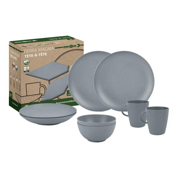 Brunner Geschirrset Tête-à-Tête Tierra 8-tlg., grau