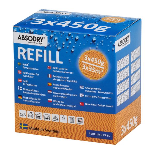 ABSODRY ABSORDRY Nachfüllpack für Luftentfeuchter Box Classic 3 x 450 g, weiß