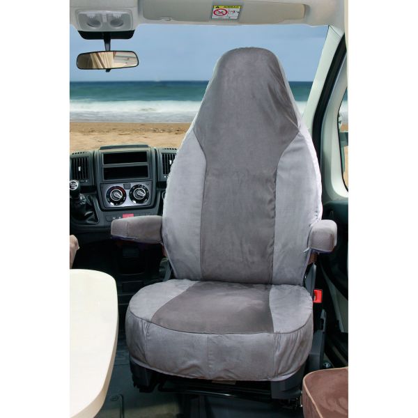 Hindermann seat cover for original Fiat Ducato seats anthracite/light gray