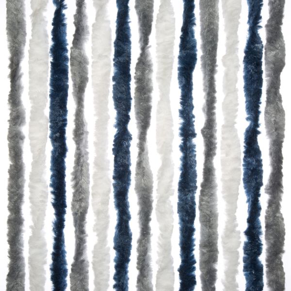 Brunner Chenille Flauschvorhang 56 x 175 cm dunkelblau/weiß/grau