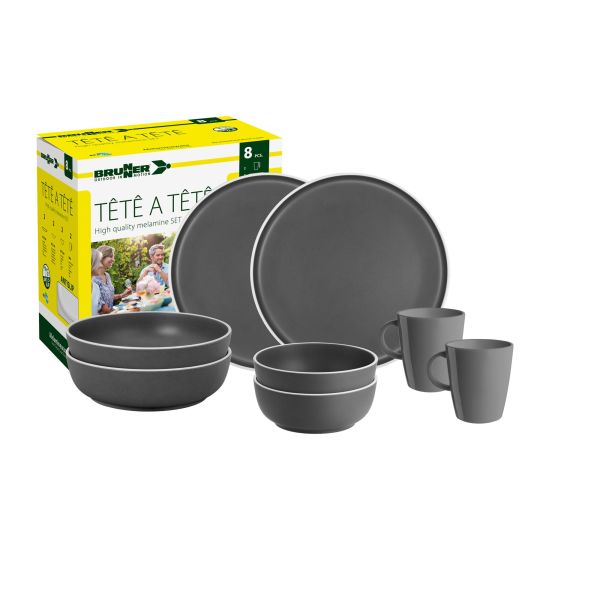 Brunner Geschirrset Tête-à-Tête Dolomit 8-tlg., grau