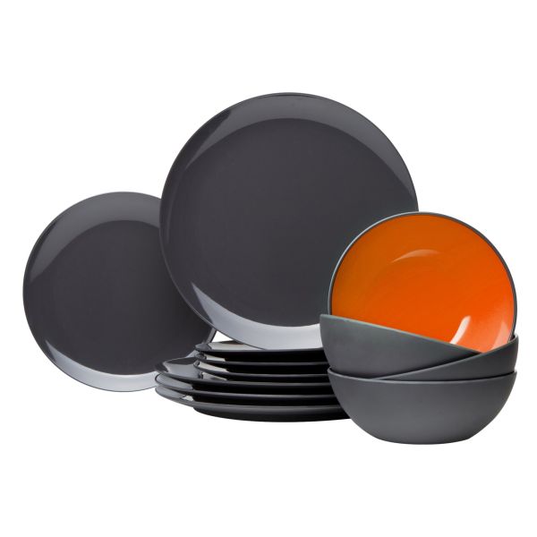 Gimex Geschirr-Set GreyLine 12-teilig orange