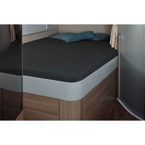 Fitted sheet 142 x 195 (158 / 42) cm for French bed in motorhome, titanium