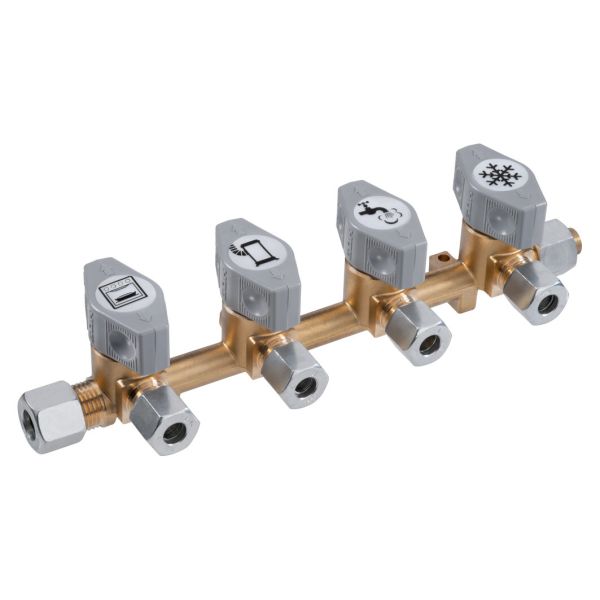 GOK distributor block brass 4 outlets ø 10 mm