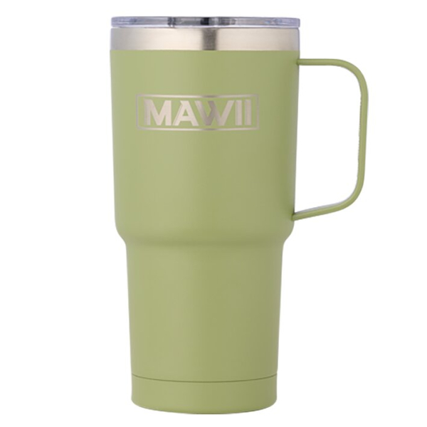 Edelstahl Becher mit Henkel, 600 ml, olive
