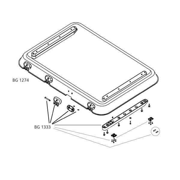 Glass Complete with Installation Parts (Pos. 01 up to 25)